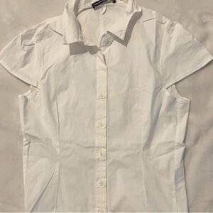 Brandy Melville White Button-Down Cap Sleeve Shirt